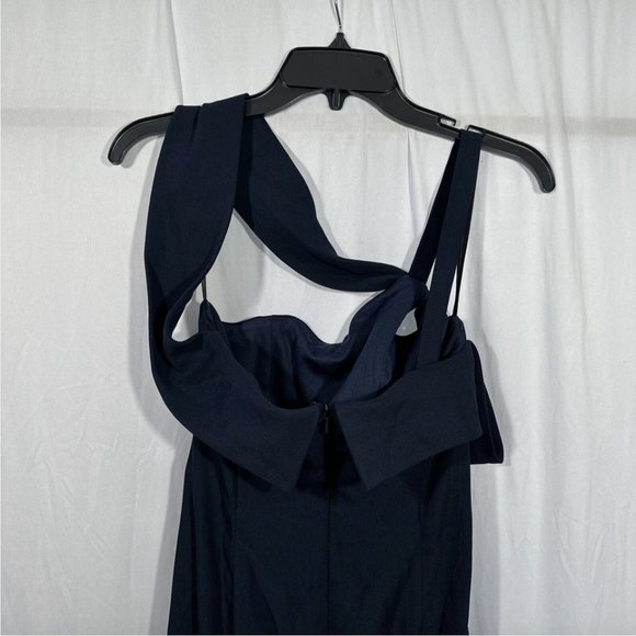 NEW $244 After Six Crepe One Shoulder Draped Trumpet Gown Midnight [ SZ 4 ] Q452 - Picture 10 of 15